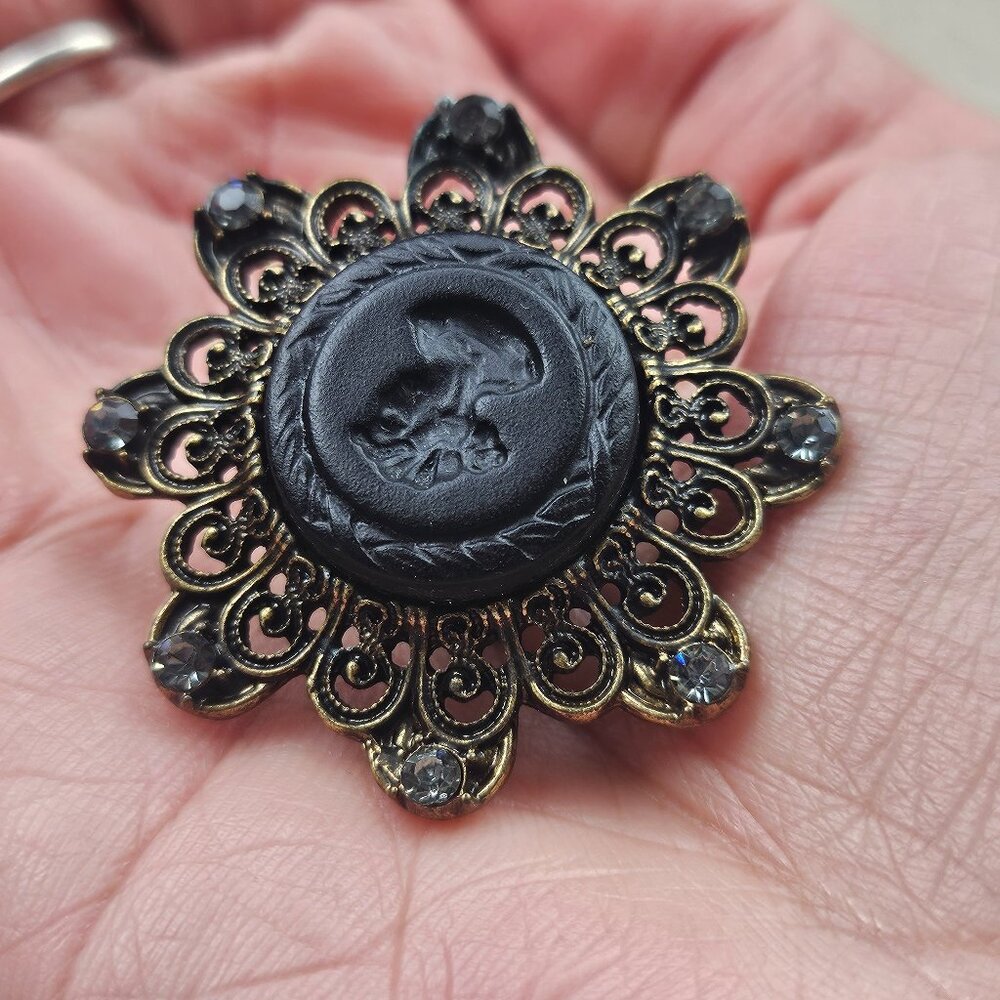 Vintage Style Women Ring Black/Gold Tone Fashion Jewelry Ring Adjustable
